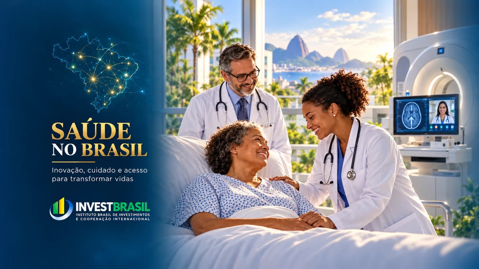 Profissional de saúde de jaleco branco com estetoscópio, consultando um celular